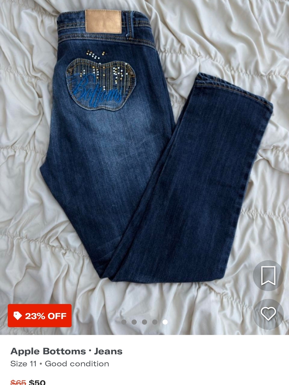 Apple Bottoms Dark Blue Boot Cut Jeans with Embellished Back Pocket